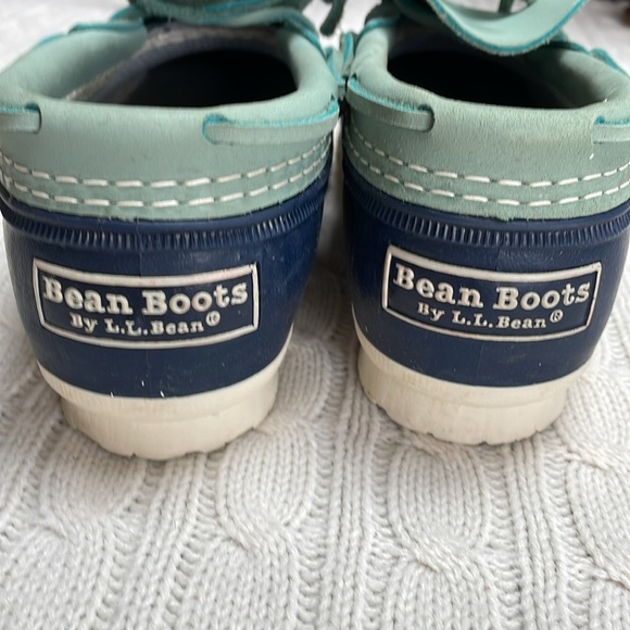 VTG Women’s LL Bean Low Duck Bean Boots Blue Leather Navy body Size 7 M Women’s - Picture 2 of 9